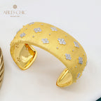 Bracelet texturé en tissu fleurs de prunier 5651