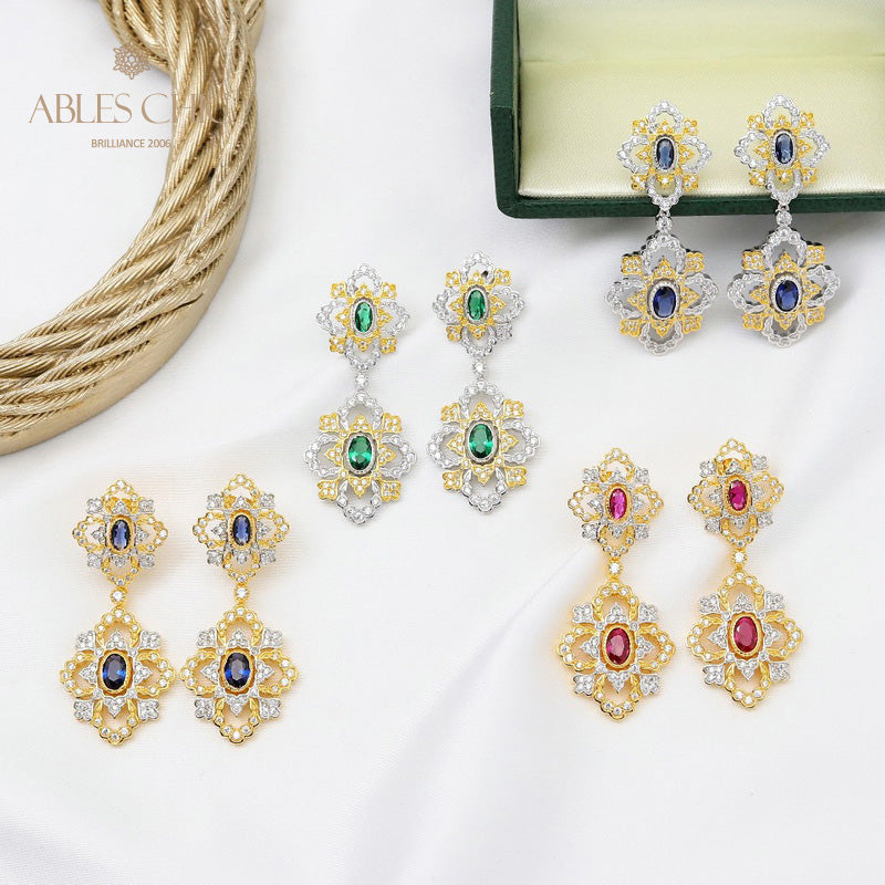 Boucles d'oreilles chandelier trèfle ajourées raffinées 5664