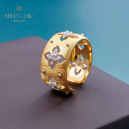 Bague florale trèfles soyeux CZ 5706