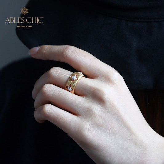 Bague florale trèfles soyeux CZ 5706