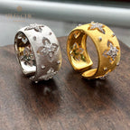 Bague florale trèfles soyeux CZ 5706