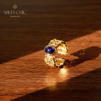 Bague florale trèfle saphir 5994