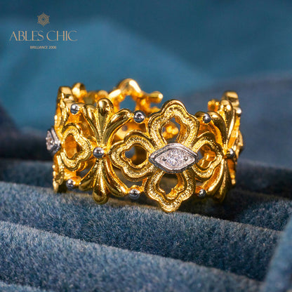 Bague ouverte en filigrane de trèfles emblématiques 5997