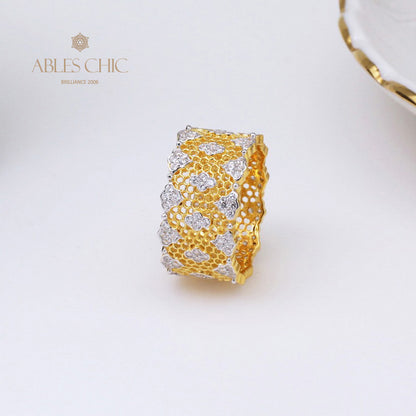 Bague florale en nid d'abeille en dentelle 5018
