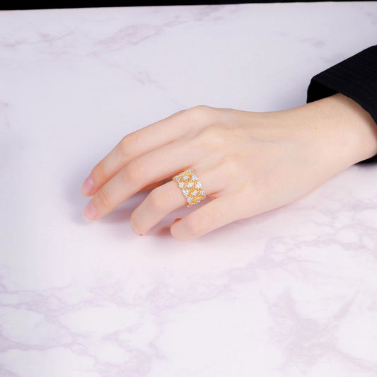 Bague florale en nid d'abeille en dentelle 5018