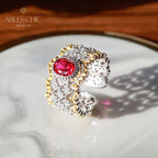 Bague florale en dentelle rubis 6048
