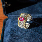 Bague florale en dentelle rubis 6048