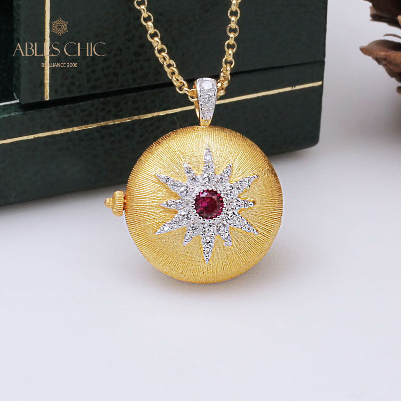 Collier médaillon étoile rubis soyeux 5211