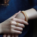 Bague ouverte en pierre à plusieurs rangées de dentelle 5705