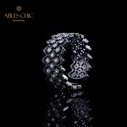 Bague ouverte en pierre à plusieurs rangées de dentelle 5705