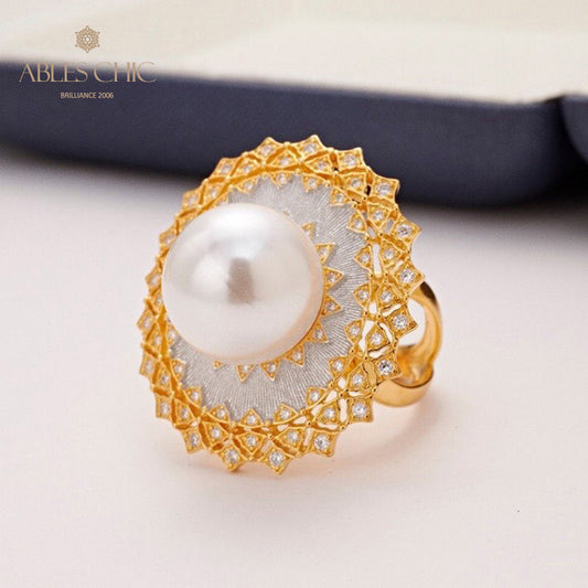 Bague ajourée en perles de coquillage 5732