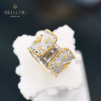 Bague ouverte riche et florale avec étoiles soyeuses 5707