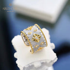 Bague ouverte riche et florale avec étoiles soyeuses 5707