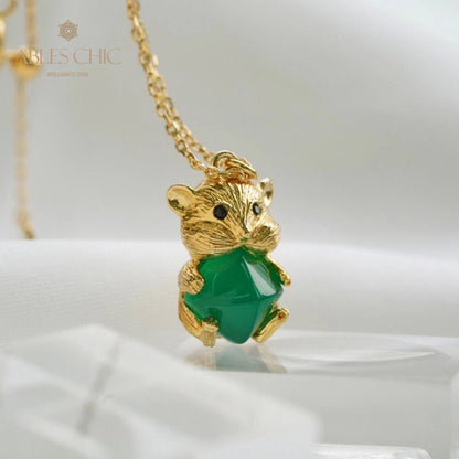 Collier ours en calcédoine naturelle 5798