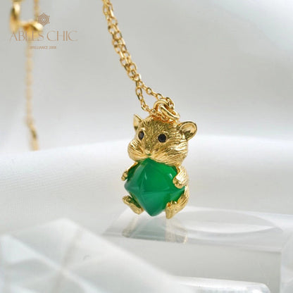 Collier ours en calcédoine naturelle 5798
