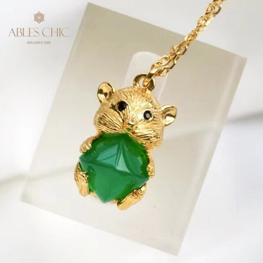 Collier ours en calcédoine naturelle 5798