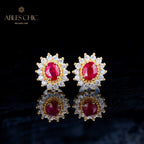 Boucles d'oreilles florales rubis naturel 5816