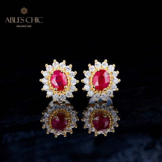 Boucles d'oreilles florales rubis naturel 5816