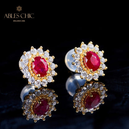 Boucles d'oreilles florales rubis naturel 5816