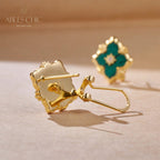 Boucles d'oreilles malachite trèfle turquoise 5789