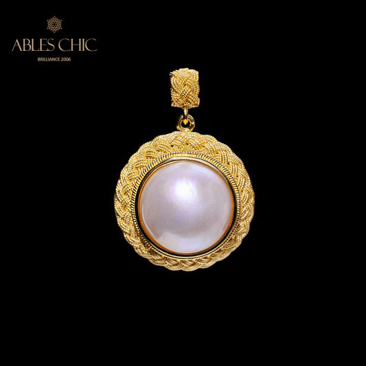 Solitaire Mabe Perle Tressée Pendentif 5939