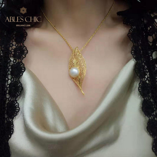 Pendentif feuille en filigrane de perles Mabe 5844