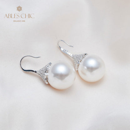 Boucle d'oreille en perles de coquille florale 5785