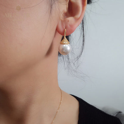 Boucle d'oreille en perles de coquille florale 5785