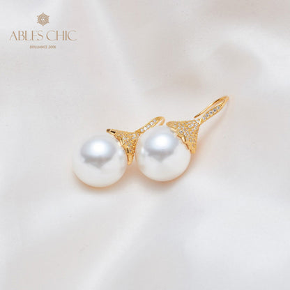 Boucle d'oreille en perles de coquille florale 5785