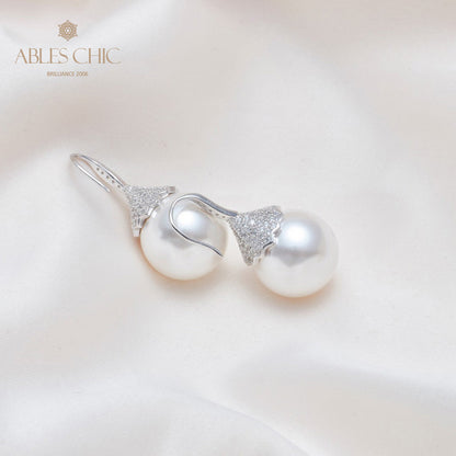 Boucle d'oreille en perles de coquille florale 5785