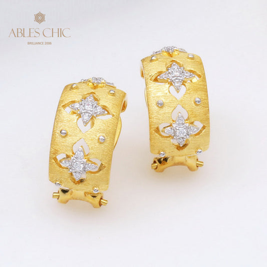 Boucles d'oreilles créoles trèfles CZ 5151