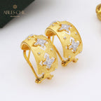 Boucles d'oreilles créoles trèfles CZ 5151