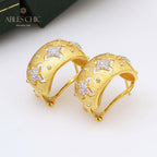 Boucles d'oreilles créoles trèfles CZ 5151