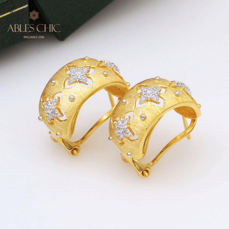 Boucles d'oreilles créoles trèfles CZ 5151