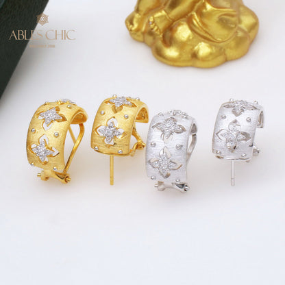 Boucles d'oreilles créoles trèfles CZ 5151