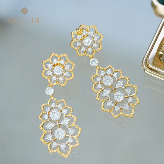 Boucles d'oreilles lustre en filigrane floral 18 carats 5376