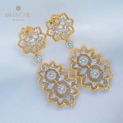 Boucles d'oreilles lustre en filigrane floral 18 carats 5376