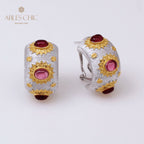 Boucles d'oreilles soyeuses grenat soleil 5152