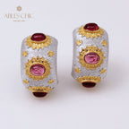 Boucles d'oreilles soyeuses grenat soleil 5152