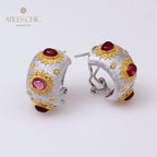 Boucles d'oreilles soyeuses grenat soleil 5152