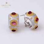 Boucles d'oreilles soyeuses grenat soleil 5152