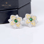 Boucles d'oreilles fleur de trèfle émeraude 5150