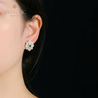 Boucles d'oreilles fleur de trèfle émeraude 5150