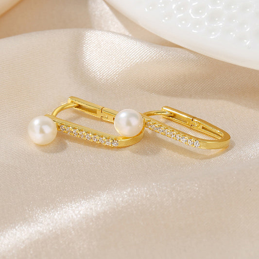 Boucles d'oreilles créoles en perles d'eau douce PE1027