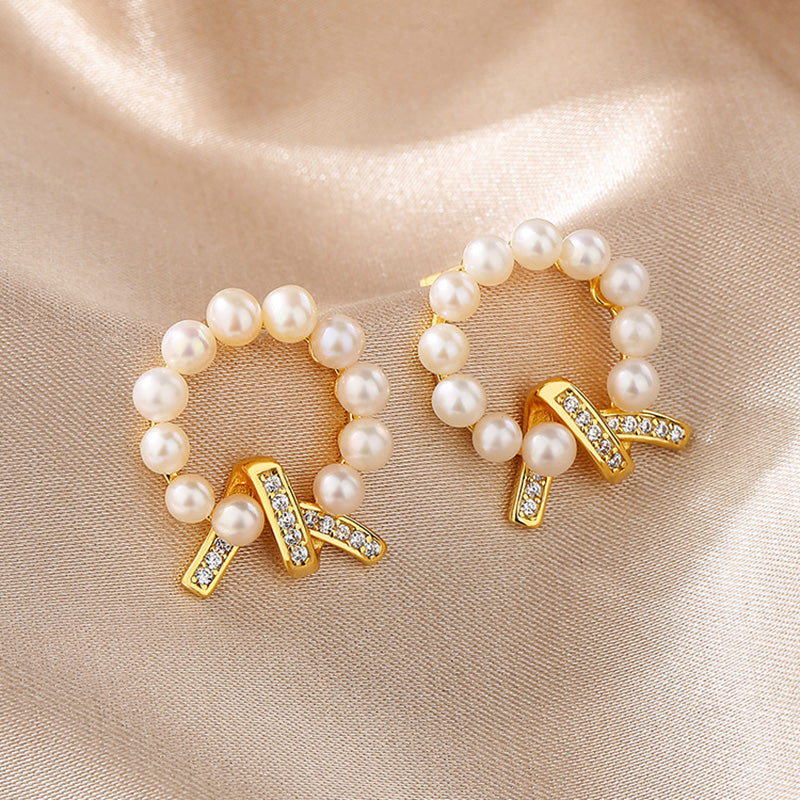 Boucles d'oreilles guirlande de perles d'eau douce PE1038