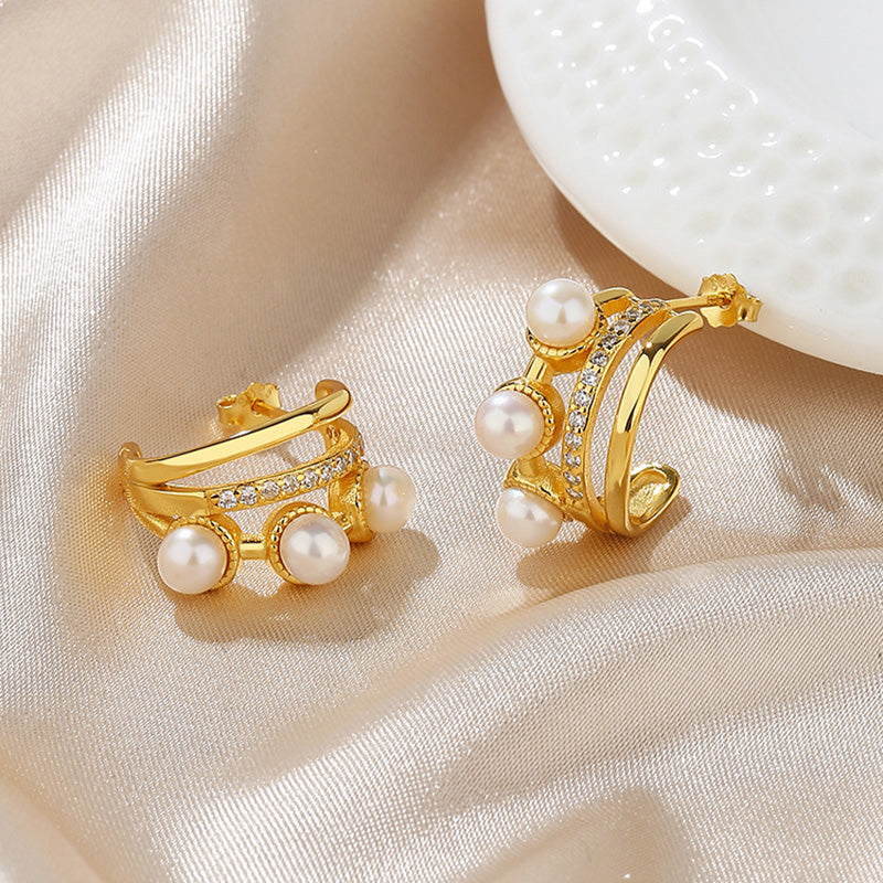 Boucles d'oreilles Huggies en perles d'eau douce PE1052
