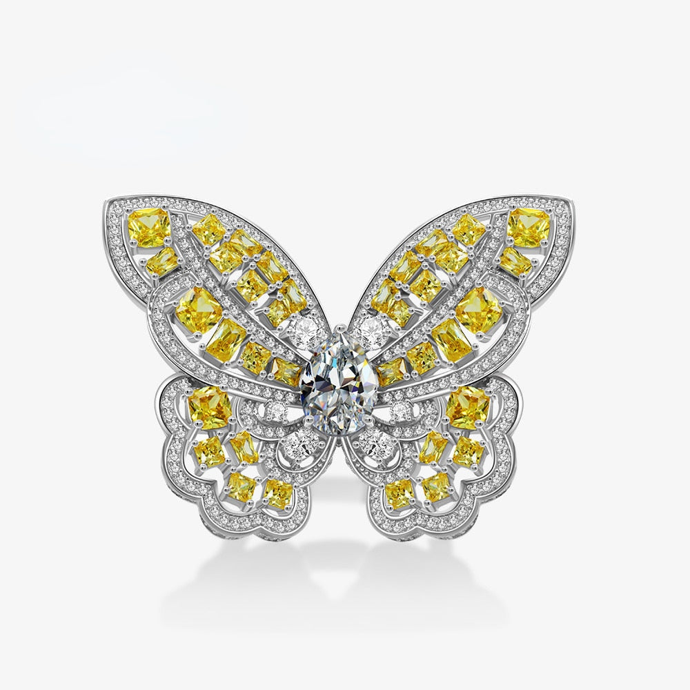 Bague de déclaration papillon citrine R1115