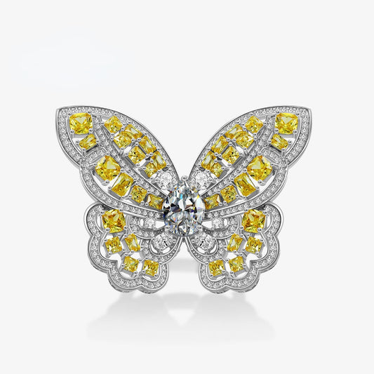 Bague de déclaration papillon citrine R1115