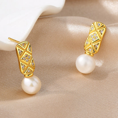Boucles d'oreilles longue barre poire d'eau douce PE1024