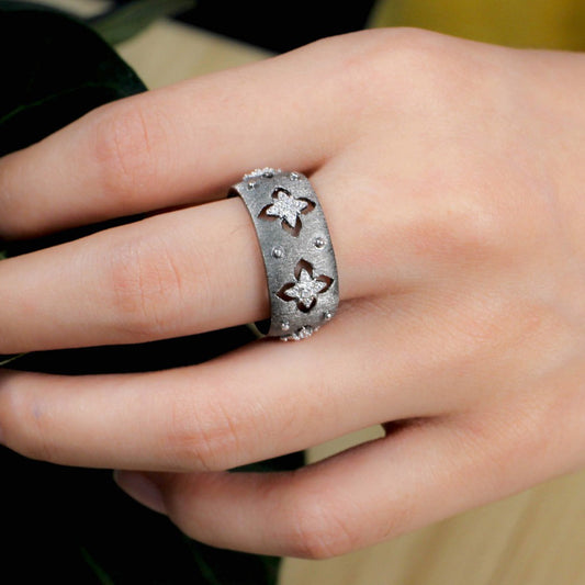 Bague florale trèfles soyeux CZ 5571
